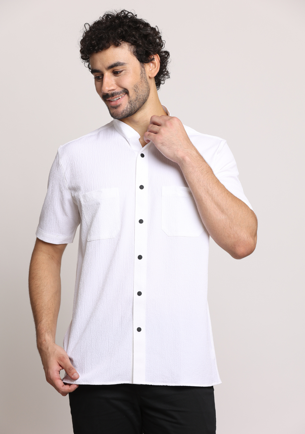 Chinese Collar White Shirts For Men