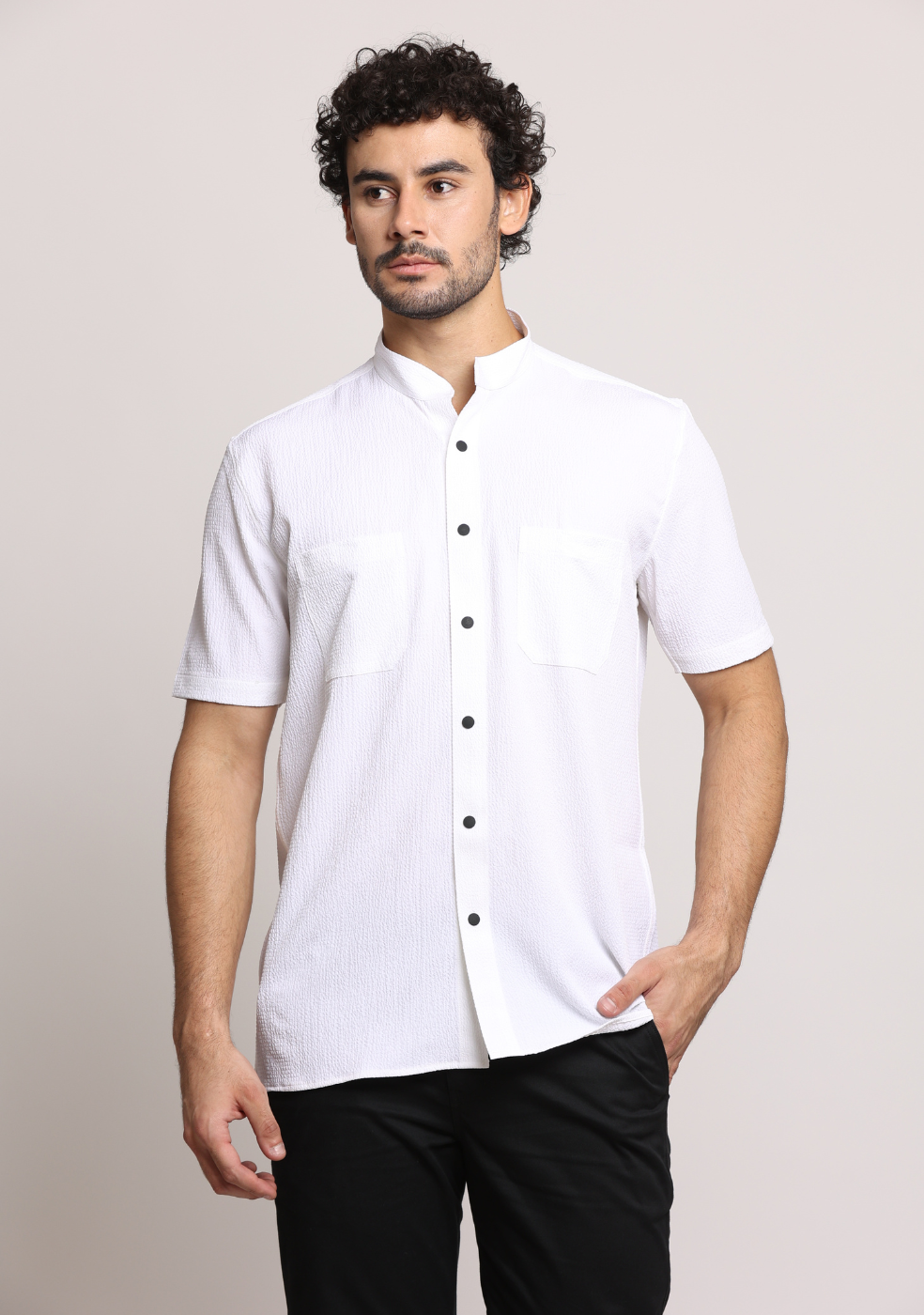 Chinese Collar White Shirts For Men