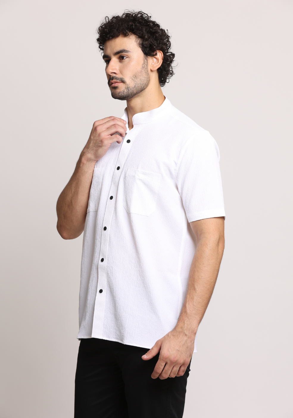 Chinese Collar White Shirts For Men