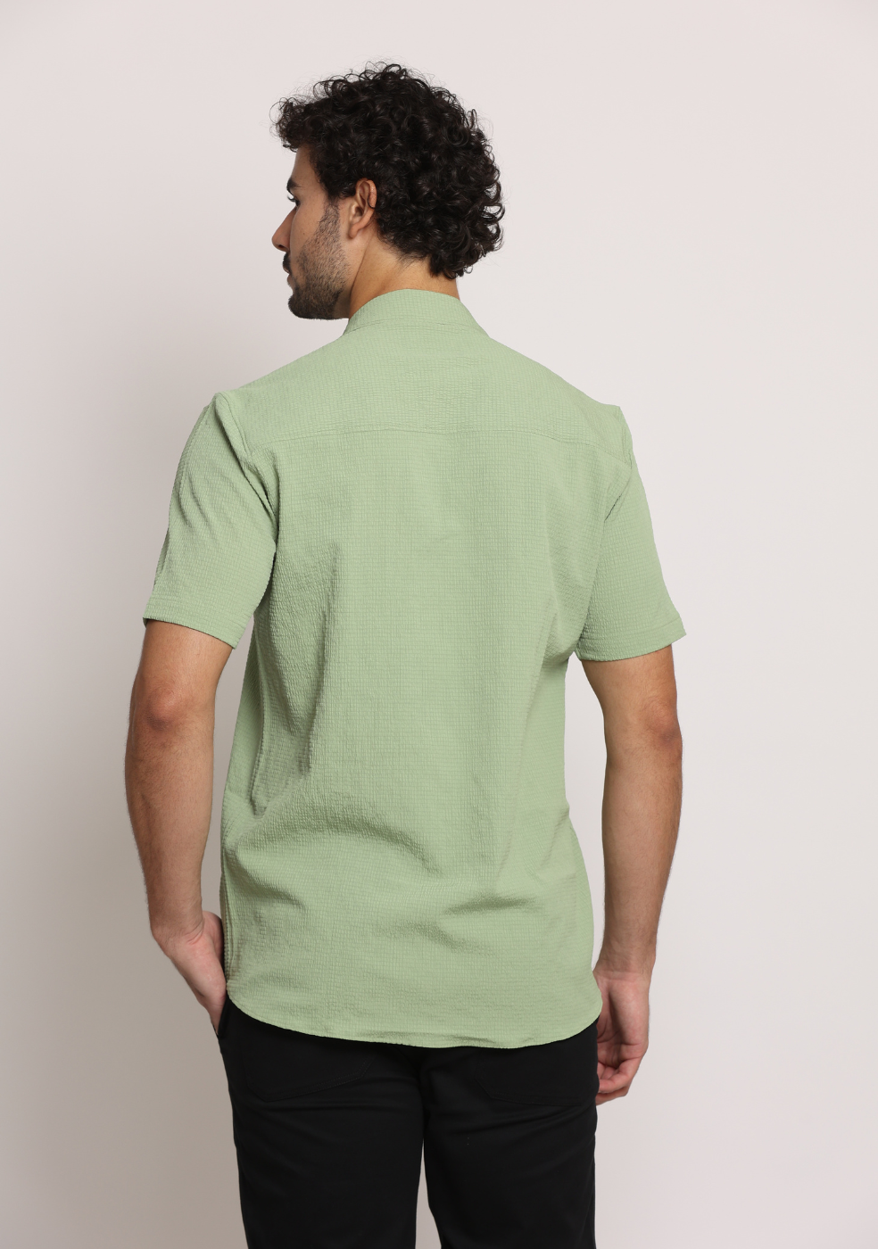 Safari Collar Green Shirt For Men