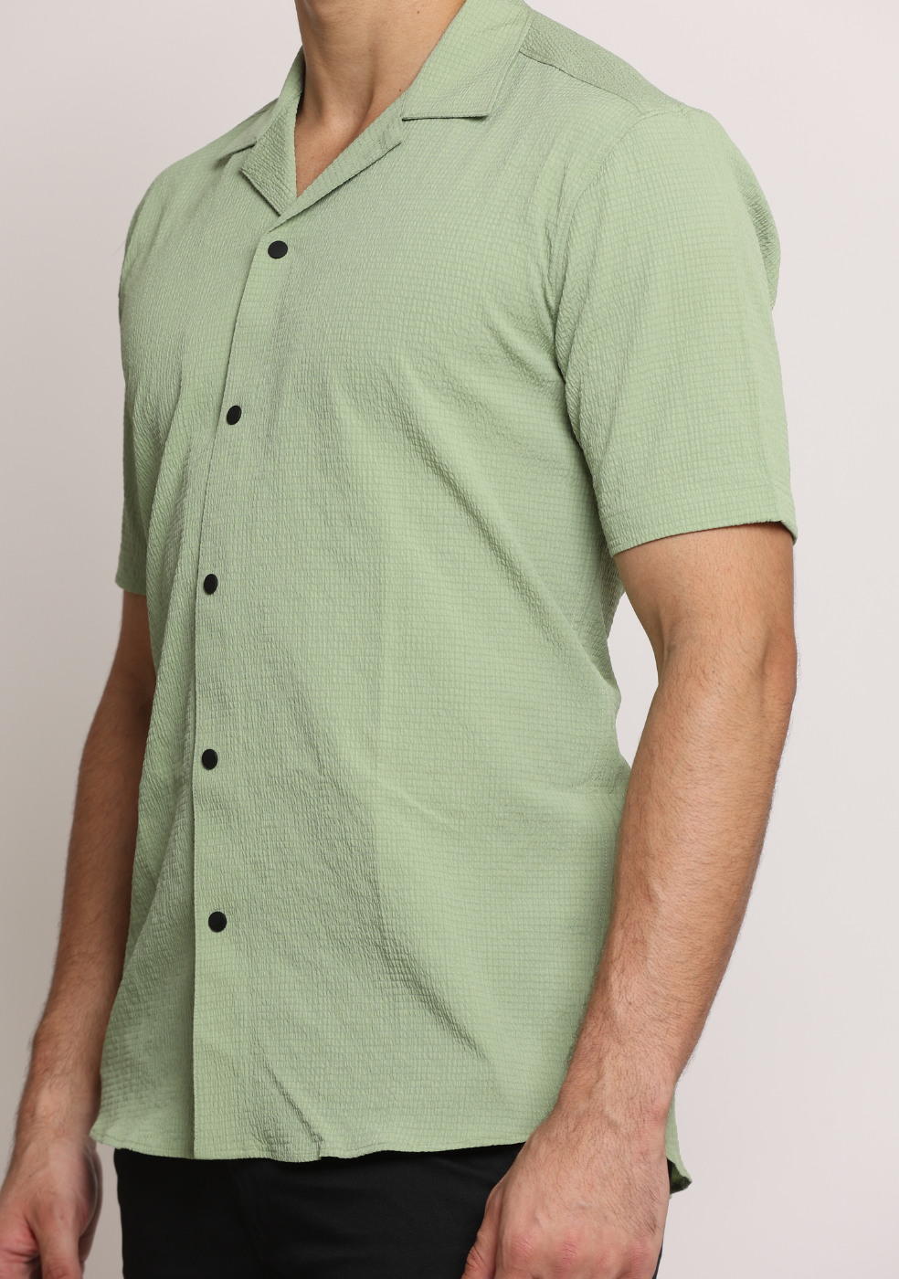 Safari Collar Green Shirt For Men