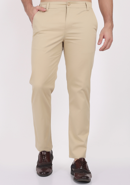 Beige Casual Trousers for Men