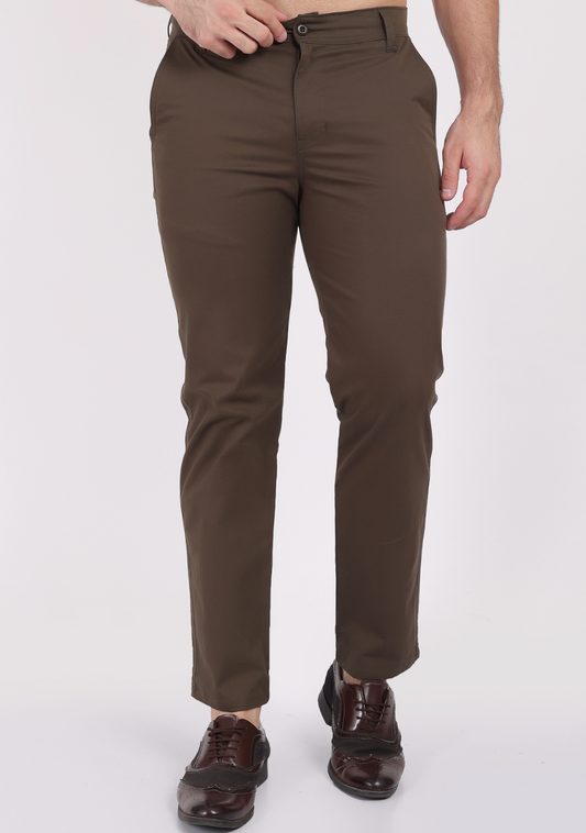 Olive-Green Casual Trousers for Men