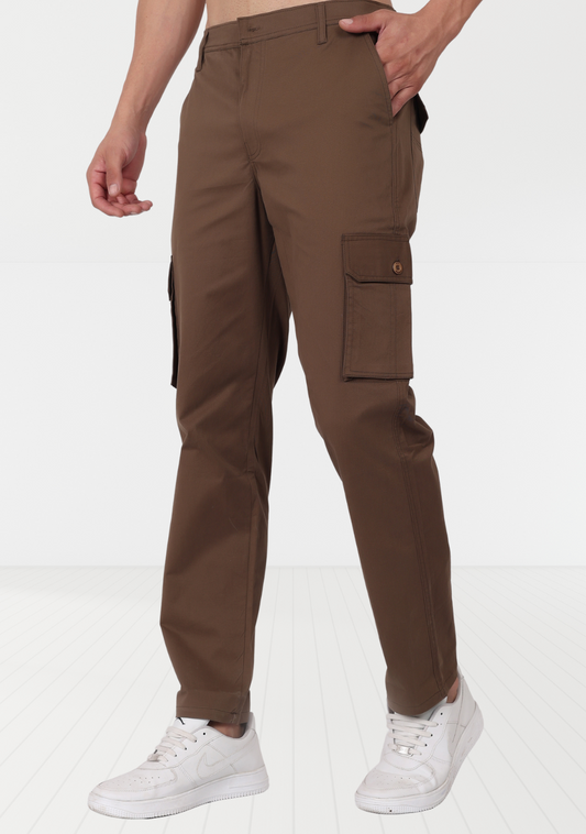 Men's Brown Cargo Pants Regular Fit