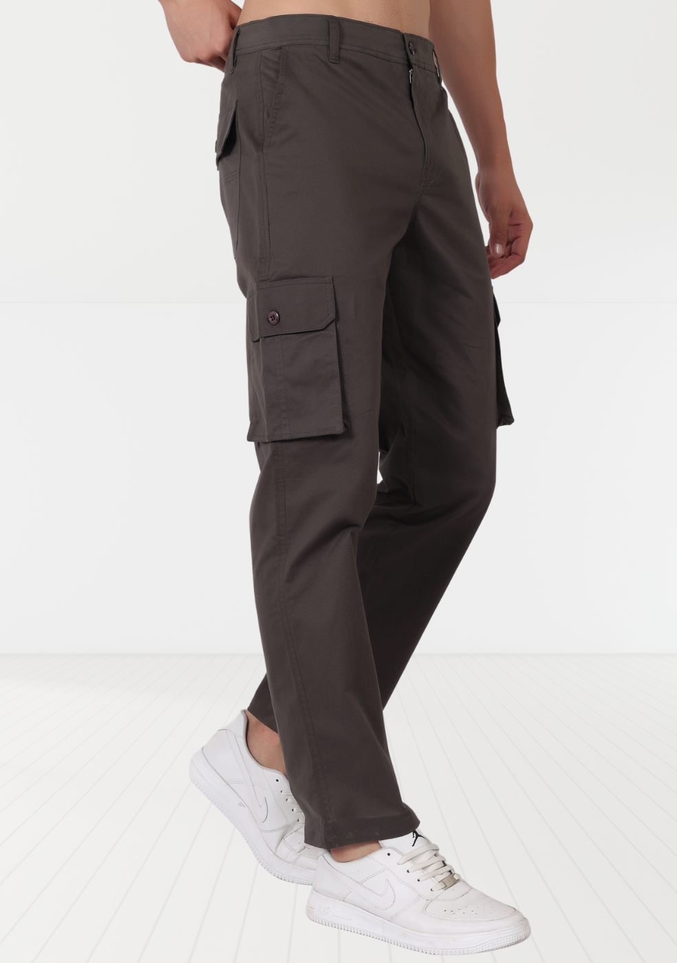 Men's Gray Cargo Pants Regular Fit