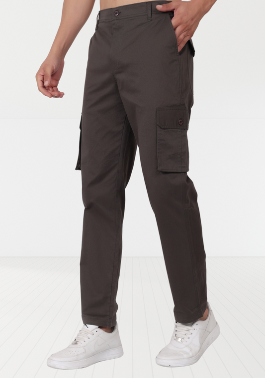 Men's Gray Cargo Pants Regular Fit