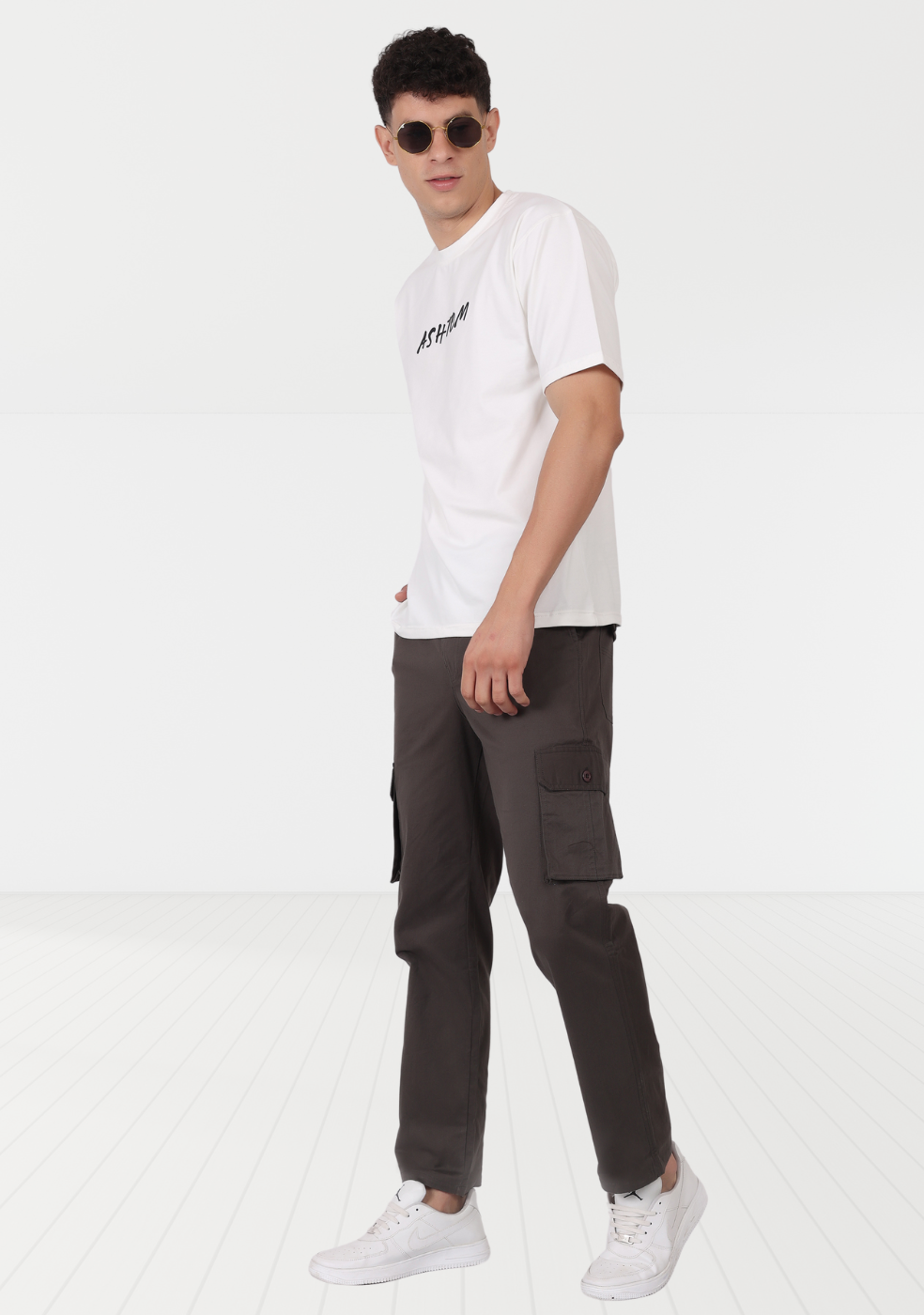 Men's Gray Cargo Pants Regular Fit