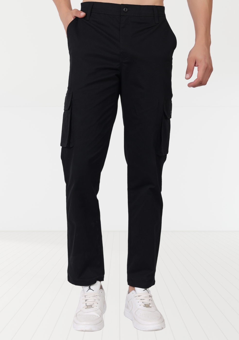 Men's Black Cargo Pants Regular Fit