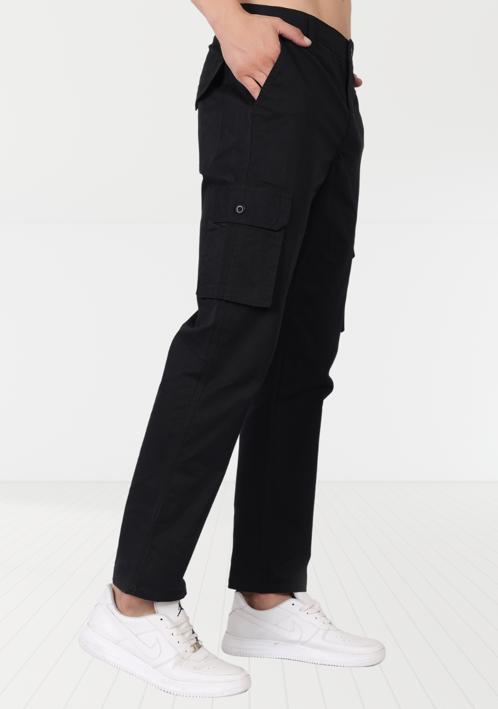 Men's Black Cargo Pants Regular Fit