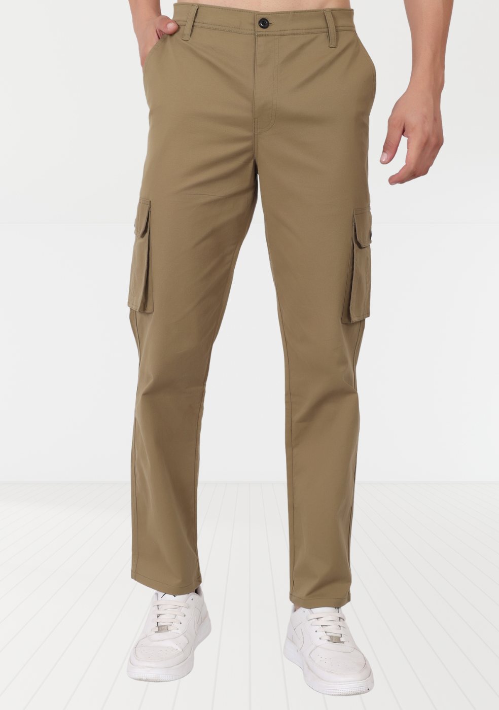 Men's Khaki Cargo Pants Regular Fit