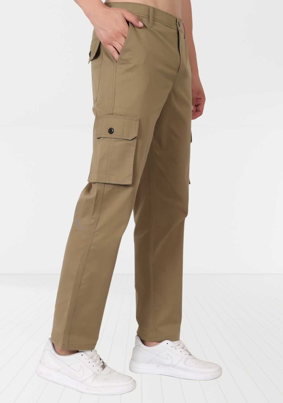 Men's Khaki Cargo Pants Regular Fit