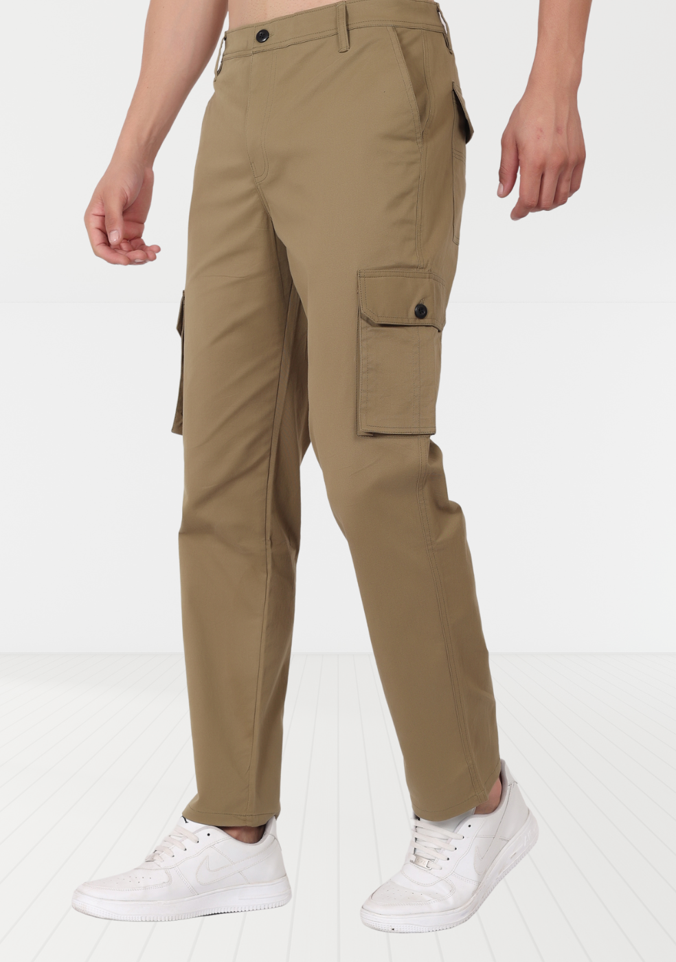 Men's Khaki Cargo Pants Regular Fit