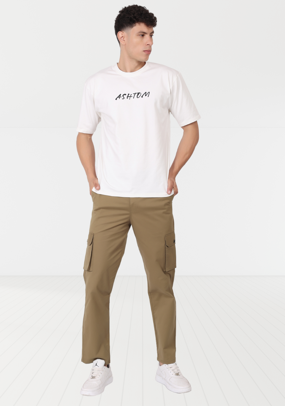 Men's Khaki Cargo Pants Regular Fit