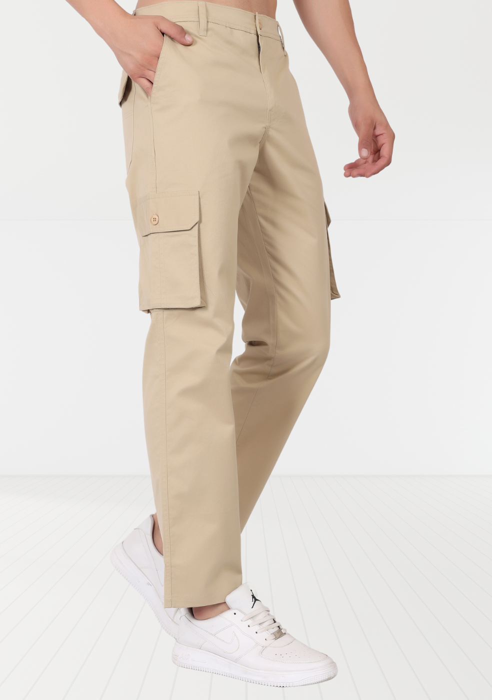 Men's Light Brown Cargo Pants Regular Fit