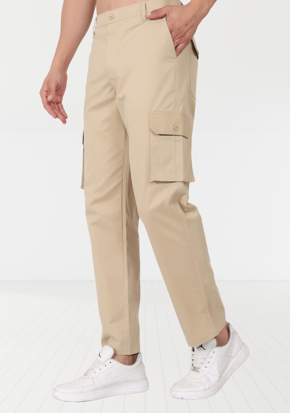 Men's Light Brown Cargo Pants Regular Fit