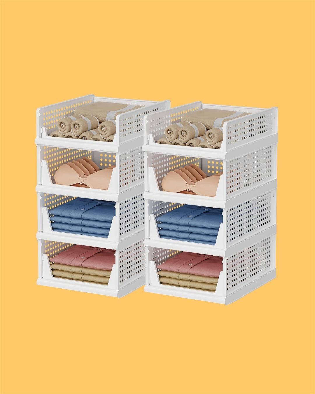 Multipurpose Foldable Stackable Wardrobe Cupboard Organizer for Clothes (Pack of 2)