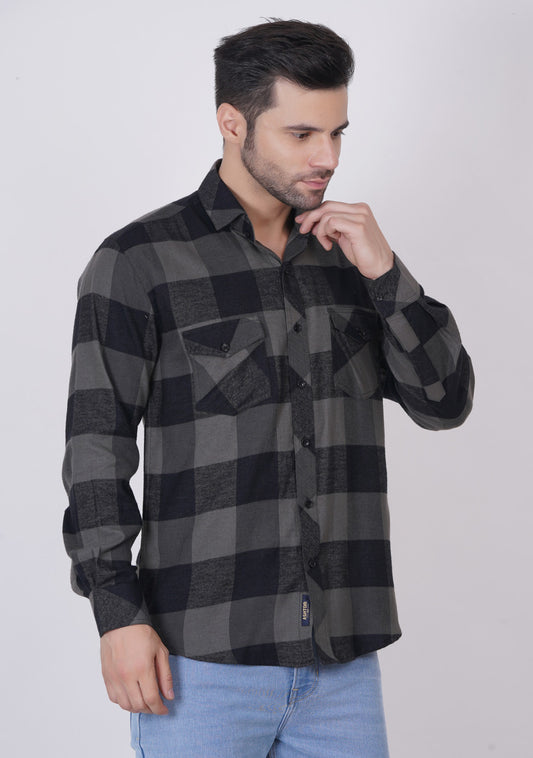 Gray Checked Shirts For Men - ASHTOM