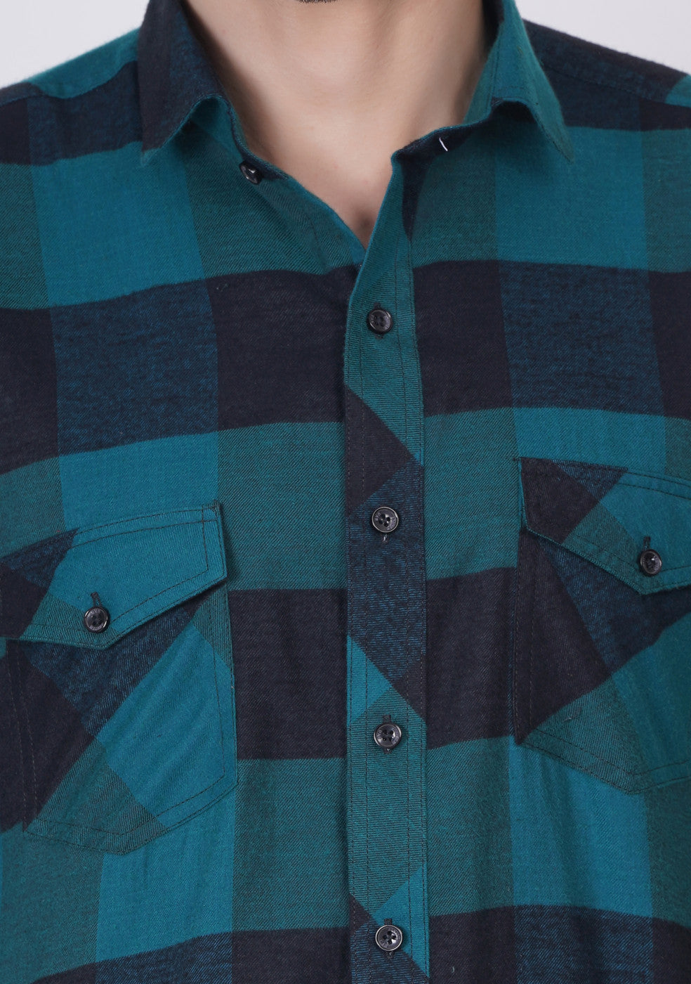 Green Checked Shirts For Men - ASHTOM