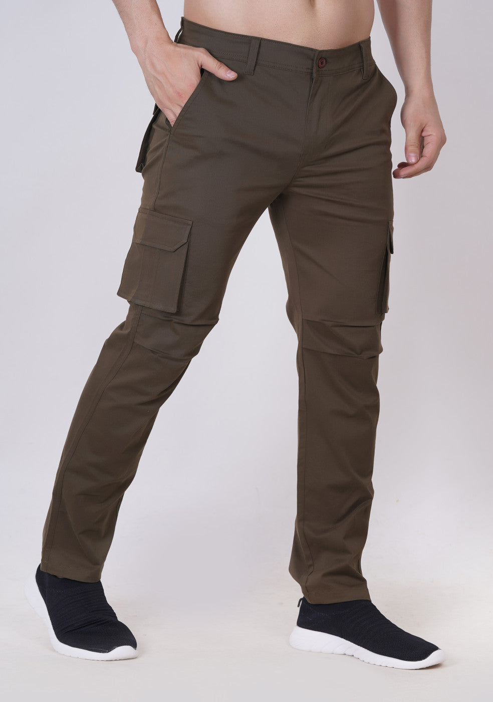 Men Regular fit Cargo Pant With Cross Pocket - ASHTOM