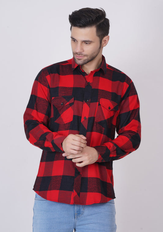 Red Checked Shirts For Men - ASHTOM