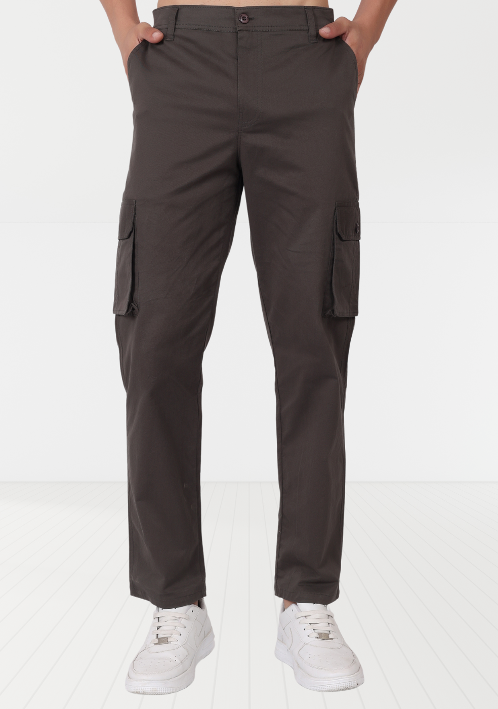 Men's Gray Cargo Pants Regular Fit