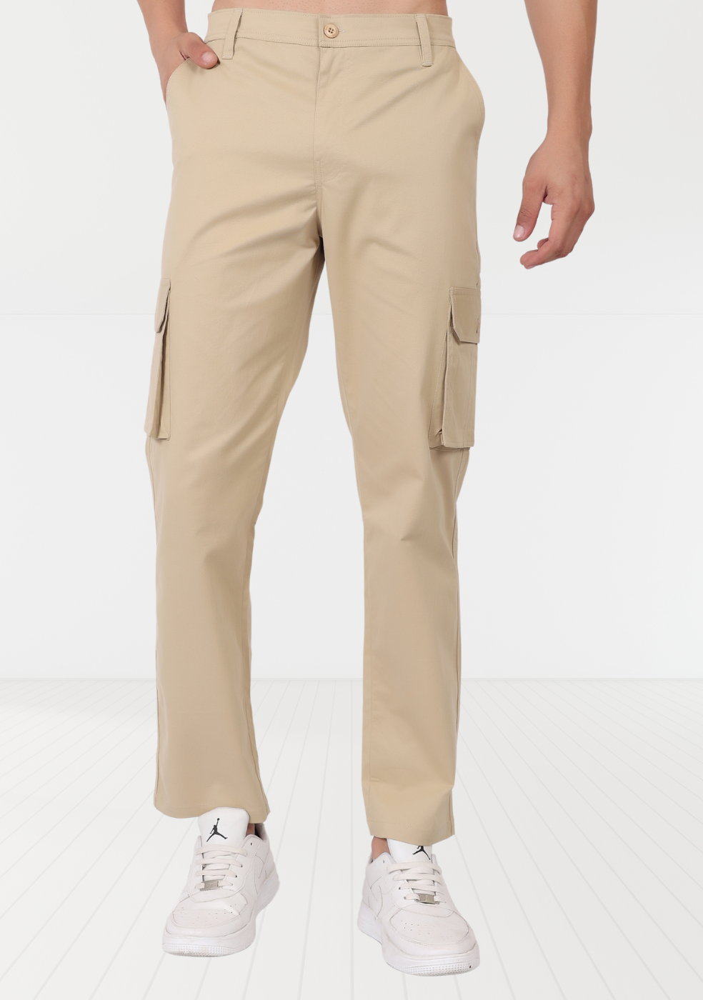 Men's Light Brown Cargo Pants Regular Fit