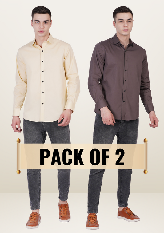 Men Shirts Without Pocket Pack of 2