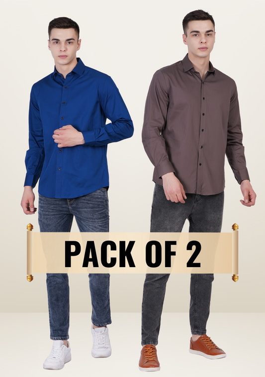 Men Shirts Without Pocket Pack of 2