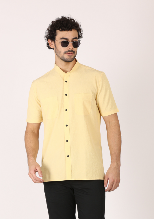 Chinese Collar Yellow Shirts For Men